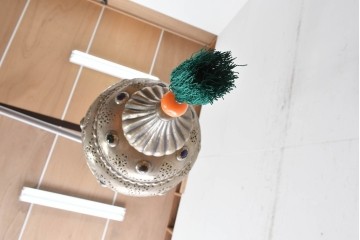 《引っ掛けシーリング式ペンダントライト加工費込み》　ヴィンテージ照明　モロッコ　真鍮　透かし模様と丸みのあるフォルムが印象的なペンダントライト　(R-089267)