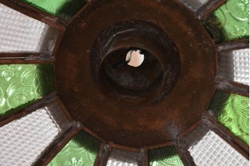 《引っ掛けシーリング式ペンダントライト加工費込み》　ヴィンテージ照明　アラビアン　銅フレーム　ガラスの意匠がレトロで可愛らしいペンダントライト　(R-089271)