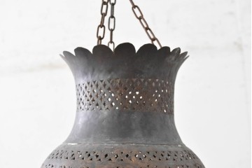 《引っ掛けシーリング式ペンダントライト加工費込み》　ヴィンテージ照明　モロッコ　真鍮　異国情緒あふれる吊り下げ照明　(R-089276)
