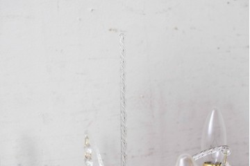 《スタンドライト加工費込み》　中古　美品　チェコ　LIGLASS(リグラス)　紫色の装飾が華やかな3灯置き型照明　定価推定約25万円　(R-089277)