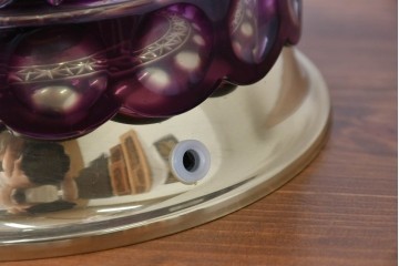 《スタンドライト加工費込み》　中古　美品　チェコ　LIGLASS(リグラス)　紫色の装飾が華やかな3灯置き型照明　定価約25万円　(R-089278)