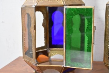 ヴィンテージ　真鍮　透かし模様が魅力なアラビアンテイストのランタン3個セット　※ディスプレイ用　(R-089285)