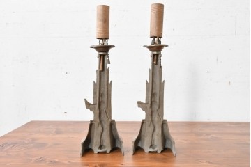 《スタンドライト加工費込み》　イギリスヴィンテージ　美術工芸品のようなテーブルライト2台セット　(R-089288)