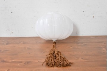 《引っ掛けシーリング式ペンダントライト加工費込み》　和製アンティーク　ふっくらと丸みのあるぼんぼり型フォルムが可愛らしいランプシェード　(R-089290)