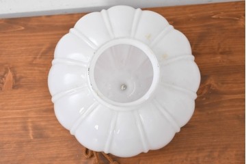 《引っ掛けシーリング式ペンダントライト加工費込み》　和製アンティーク　ふっくらと丸みのあるぼんぼり型フォルムが可愛らしいランプシェード　(R-089290)