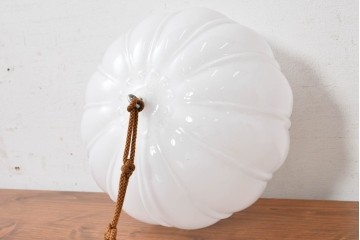 《引っ掛けシーリング式ペンダントライト加工費込み》　和製アンティーク　ふっくらと丸みのあるぼんぼり型フォルムが可愛らしいランプシェード　(R-089290)
