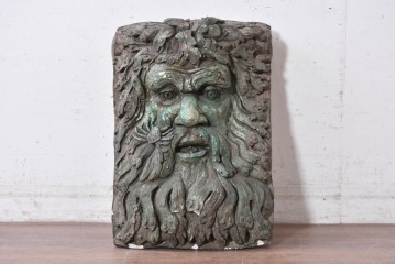 ヨーロッパヴィンテージ　迫力ある表情が印象的な石膏オブジェ　(R-089294)