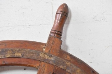 イギリスアンティーク　挽物細工が施された存在感のある舵輪　(R-089295)