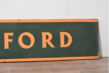イギリスアンティーク　1930年から1950年頃　THE FORD　グリーンとオレンジのカラーリングがお洒落な看板　(R-089297)