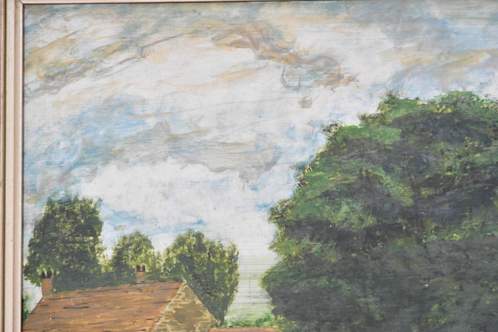 イギリスヴィンテージ　1960年から1970年頃　H. ADAMS作　のどかな風景が描かれた絵画　(R-089300)