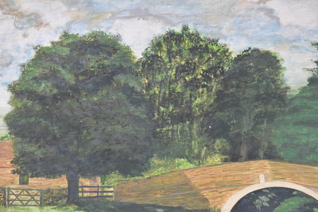 イギリスヴィンテージ　1960年から1970年頃　H. ADAMS作　のどかな風景が描かれた絵画　(R-089300)