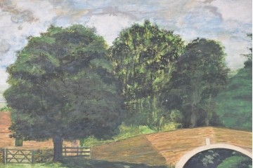 イギリスヴィンテージ　1960年から1970年頃　H. ADAMS作　のどかな風景が描かれた絵画　(R-089300)
