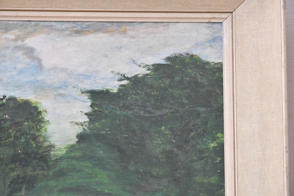 イギリスヴィンテージ　1960年から1970年頃　H. ADAMS作　のどかな風景が描かれた絵画　(R-089300)