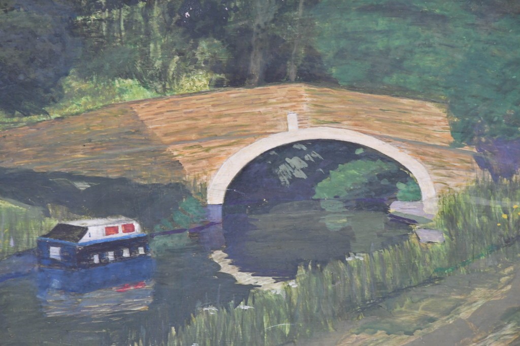 イギリスヴィンテージ　1960年から1970年頃　H. ADAMS作　のどかな風景が描かれた絵画　(R-089300)