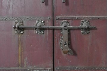 ヴィンテージ建具　銅板　大振りで存在感のある両開き門扉2枚(1対)セット　(R-089303)