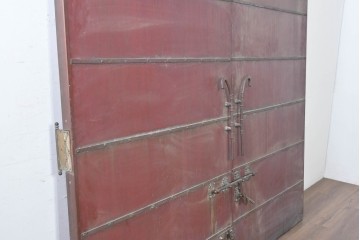 ヴィンテージ建具　銅板　大振りで存在感のある両開き門扉2枚(1対)セット　(R-089303)