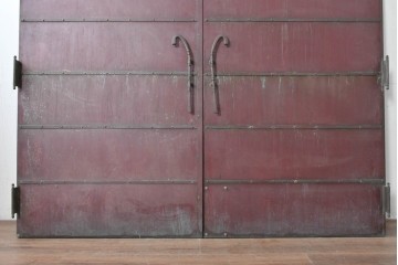 ヴィンテージ建具　銅板　大振りで存在感のある両開き門扉2枚(1対)セット　(R-089303)