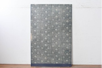 アンティーク建具　明治期　片染めの菊唐草文様をあしらったパネル1枚　(R-089307)