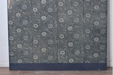 アンティーク建具　明治期　片染めの菊唐草文様をあしらったパネル1枚　(R-089307)