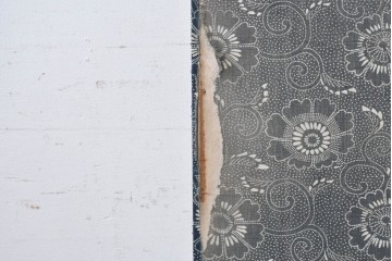 アンティーク建具　明治期　片染めの菊唐草文様をあしらったパネル1枚　(R-089307)