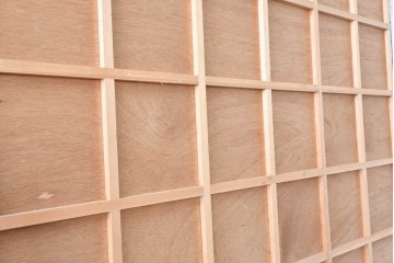 アンティーク建具　明治期　片染めの菊唐草文様をあしらったパネル1枚　(R-089307)