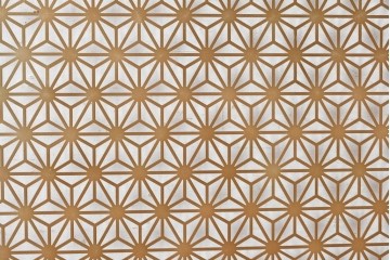 中古建具　鉄製　組子デザイン　麻の葉文様が端正に連なる透かし金属パネル1枚　※在庫2点あります　(R-089317)
