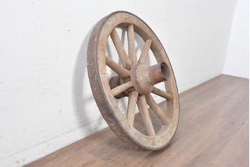 和製アンティーク　明治期から大正期　大八車　素朴な風合いの木製車輪　(R-089323)