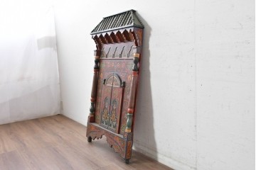 ヴィンテージ　1980年頃　モロッコ　エキゾチックな建物風扉付きウォールミラー　(R-089344)