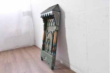 ヴィンテージ　1980年頃　モロッコ　エキゾチックな建物風扉付きウォールミラー　(R-089345)