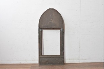《鏡の取り付け加工費込み》　ヴィンテージ　木製フレームにオリエンタルな意匠を施したウォールミラー　(R-089351)
