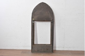 《鏡の取り付け加工費込み》　ヴィンテージ　木製フレームにオリエンタルな意匠を施したウォールミラー　(R-089352)
