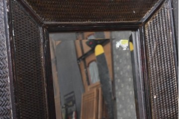 アジアンヴィンテージ　1980年頃　バリ　編み込み模様が印象的なウォールミラー　(R-089354)