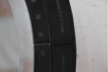 中古　イタリアンデザイン　面取り鏡　花模様のエッチングが美しいウォールミラー　(R-089358)