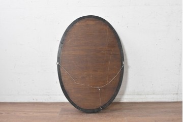 フランスヴィンテージ　1960年頃　マホガニー材　オーバル型ウォールミラー　(R-089374)