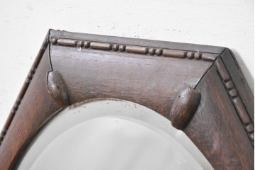 イギリスアンティーク　1920年頃　オーク材　八角形フレームがクラシカルなウォールミラー　(R-089375)