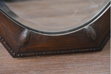イギリスアンティーク　1920年頃　オーク材　八角形フレームがクラシカルなウォールミラー　(R-089375)