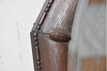 イギリスアンティーク　1920年頃　オーク材　八角形フレームがクラシカルなウォールミラー　(R-089375)