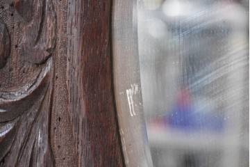 オランダアンティーク　1920年頃　オーク材　アカンサス模様の彫刻フレームが美しいウォールミラー　(R-089376)