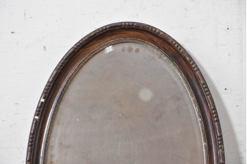 イギリスアンティーク　1940年頃　石膏の装飾が上品なオーバルウォールミラー　(R-089378)