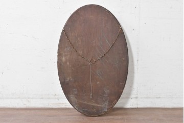 イギリスアンティーク　1940年頃　石膏の装飾が上品なオーバルウォールミラー　(R-089378)