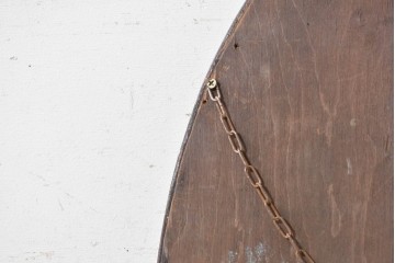 イギリスアンティーク　1940年頃　石膏の装飾が上品なオーバルウォールミラー　(R-089378)