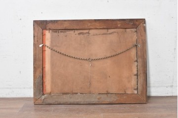 イギリスアンティーク　1930年頃　オーク材　木目を活かしたフレームがクラシカルなウォールミラー　(R-089379)