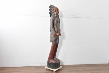  新古品　バリ島　特注製作品　高さ約2mのシガーストアインディアンの大型オブジェ　(R-089384)