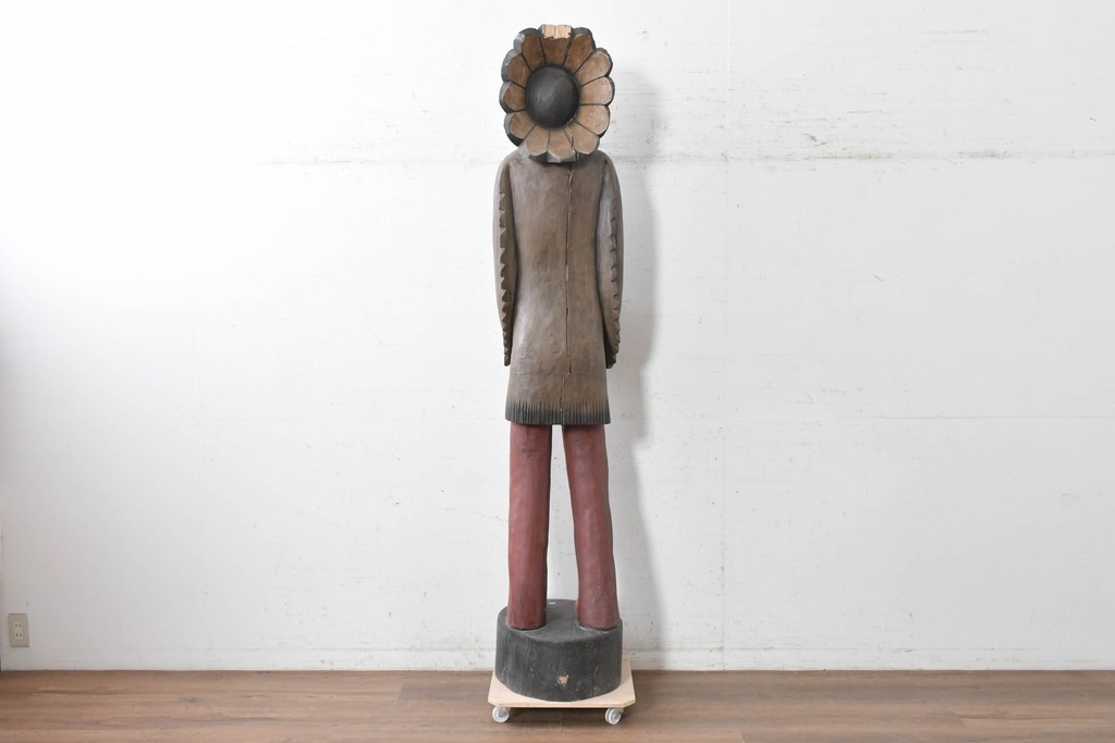  新古品　バリ島　特注製作品　高さ約2mのシガーストアインディアンの大型オブジェ　(R-089384)