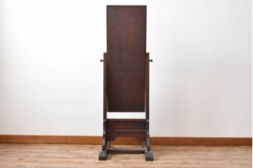 中古　民芸家具　落ち着いた色合いと端正な佇まいが上品な姿見　(R-089398)