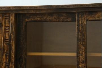 和製ヴィンテージ　希少デザイン　軽井沢彫り　迫力のあるサイドボード　(R-089412)