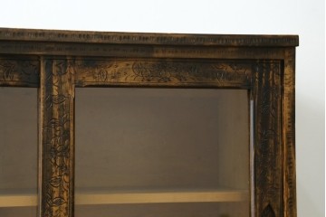 和製ヴィンテージ　希少デザイン　軽井沢彫り　迫力のあるサイドボード　(R-089412)