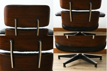 アメリカビンテージ　Herman Miller(ハーマンミラー)　レザー　ローズウッド材　包み込まれるような座り心地のイームズラウンジチェアとオットマンのセット　定価約113万円　(R-089418)