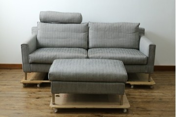 中古　ACTUS(アクタス)取扱い　eilersen(アイラーセン)　GROUP-E MELLOW(メロー)　ストリームラインソファ(STREAMLINESOFA)　ヘッドレスト付き2人掛けソファとオットマンのセット　(R-089444)