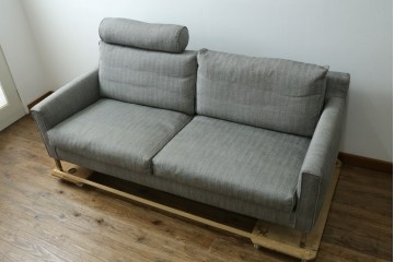 中古　ACTUS(アクタス)取扱い　eilersen(アイラーセン)　GROUP-E MELLOW(メロー)　ストリームラインソファ(STREAMLINESOFA)　ヘッドレスト付き2人掛けソファとオットマンのセット　(R-089444)